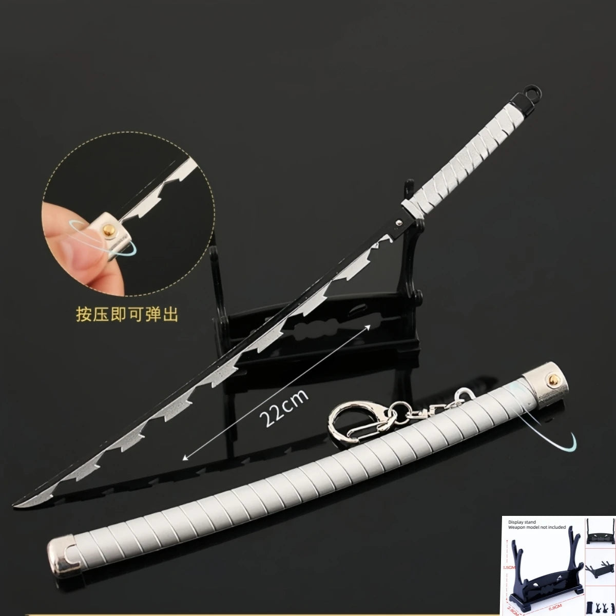 Demon Slayer Peripherals Tanjiro, Agatsuma Zenitsu Katana Full Metal Weapons Bounce Jump Knife Crafts Toy Sword Model Ornaments