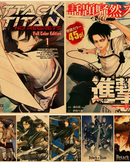 High Quality Vintage Japanese Anime Attack on Titan Retro Poster  Shingeki No Kyojin Kraft Paper Art Print Wall Sticker for Home
