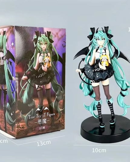 Anime Little Devil Hatsune Miku Handmade Little Raccoon Chuyin Dark Angel Handmade PVC Model Animation Peripheral Ornaments
