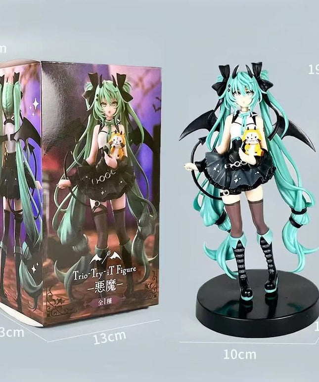 Anime Little Devil Hatsune Miku Handmade Little Raccoon Chuyin Dark Angel Handmade PVC Model Animation Peripheral Ornaments