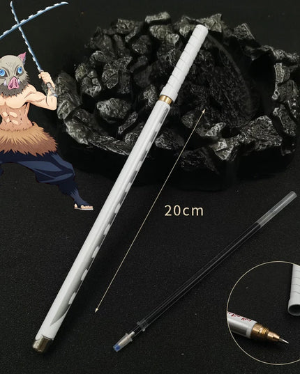 20cm Demon Slayer Katana Pen Tanjirou Sword Ainme Kimetsu No Yaiba Metal Ninja Knife Real Japanese Katana Pen Samurai Sword Toy