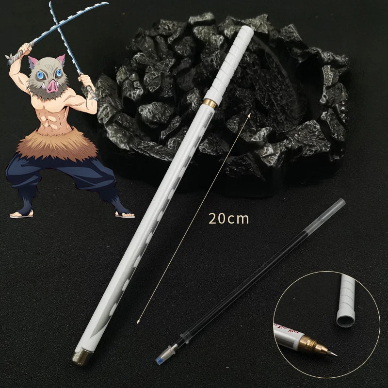 20cm Demon Slayer Katana Pen Tanjirou Sword Ainme Kimetsu No Yaiba Metal Ninja Knife Real Japanese Katana Pen Samurai Sword Toy