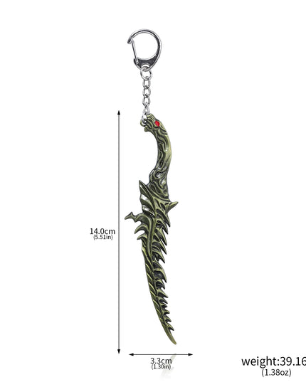 14cm Ring Dark Moon Greatswor Eldens Keychain Pendant Sword of Night and Flame Keyring Cosplay Fans Props Men Women Bag Jewelry