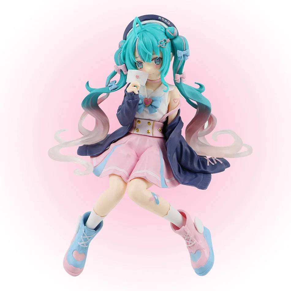 Nieuwe Hatsune Miku Anime figuur Roze sakura zitpositie PVC Actiefiguur model speelgoed decoratie verzamelen geschenken