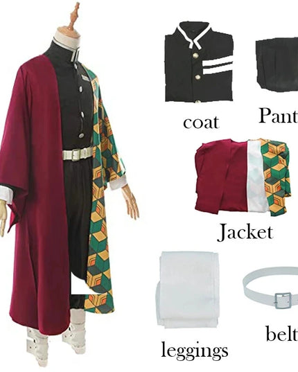 Anime Demon Slayer Kimetsu No Yaiba Tomioka Giyuu Cosplay Costume Suit Uniforms Costumes Wig Child Adult Party Gift