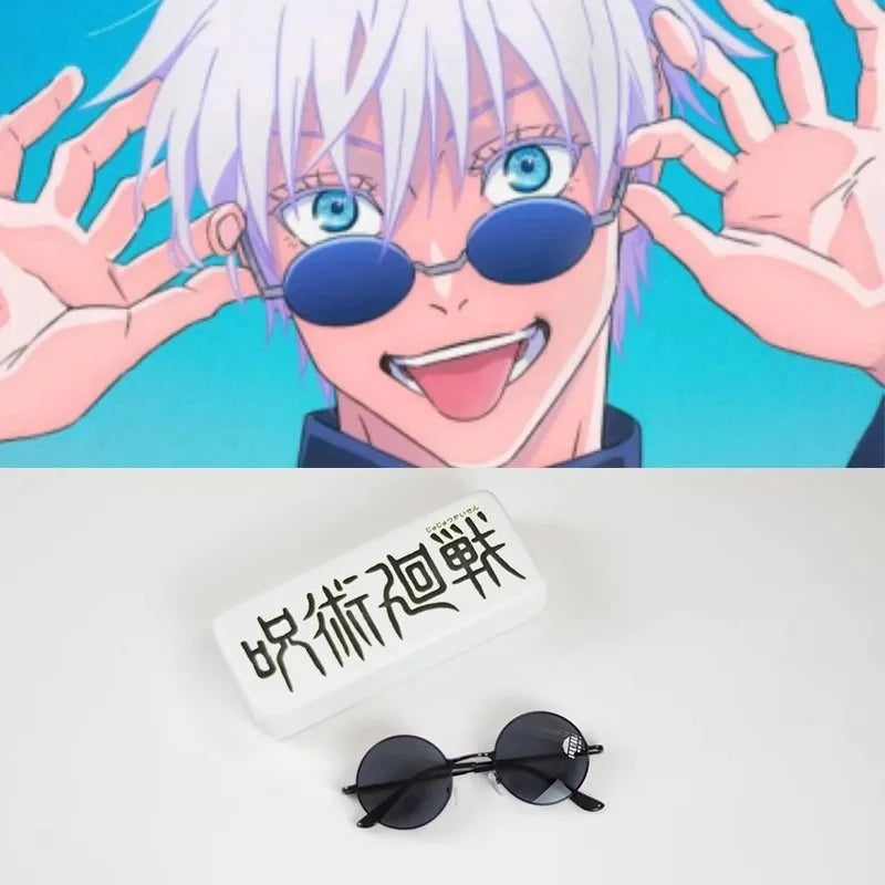 Satoru Gojo Cosplay Patch Glasses Anime Jujutsu Kaisen Cosplay Accessories Gojo Half Face Mask Masquerade Halloween Party Custom