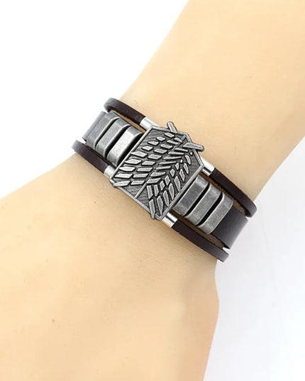 Anime Attack on Titan Leather Bracelet Wings of Liberty Wristband Leather Belt Buckle Bracelets For Women Men Trinket Gift