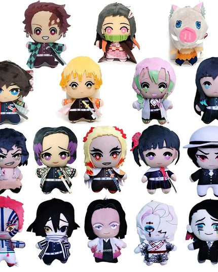 15cm Japan Anime Demon Slayer Akaza Rui Iguro Obanai Tanjirou Kamado Nezuko Agatsuma Zenitsu Plush Toys Doll Peluche Gift