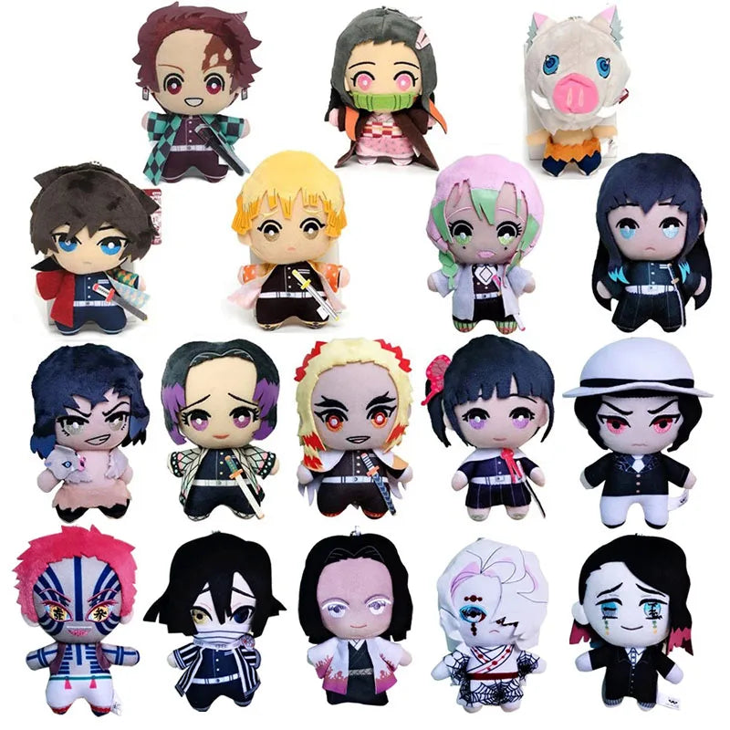15cm Japan Anime Demon Slayer Akaza Rui Iguro Obanai Tanjirou Kamado Nezuko Agatsuma Zenitsu Plush Toys Doll Peluche Gift