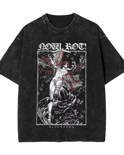 R-Rings Radahn E-Eldening Washed T Shirts Streetwear Hip Hop Casual T-Shirt Tees for Men and Women Short Sleeve Harajuku Graphic