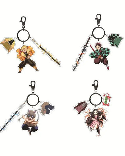 Hot Anime Demon Slayer Keychain Kamado Tanjirou Tomioka Giyuu Rengoku Kyoujurou Cosplay Acrylic Key Chains Fans Gift