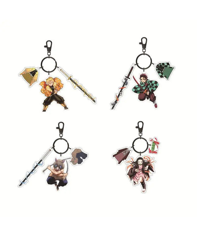 Hot Anime Demon Slayer Keychain Kamado Tanjirou Tomioka Giyuu Rengoku Kyoujurou Cosplay Acrylic Key Chains Fans Gift
