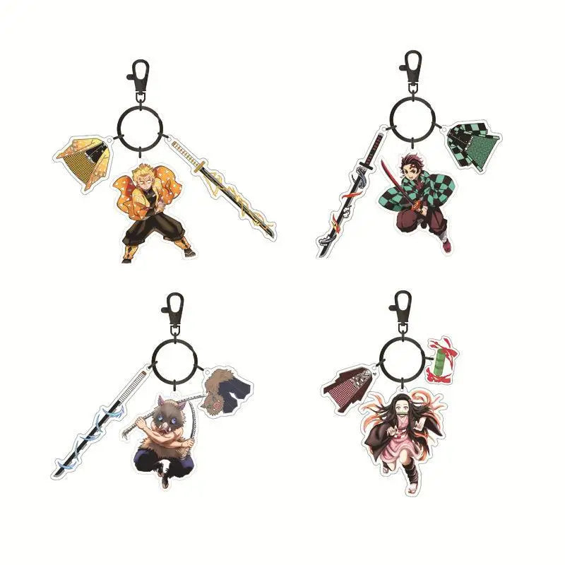 Hot Anime Demon Slayer Keychain Kamado Tanjirou Tomioka Giyuu Rengoku Kyoujurou Cosplay Acrylic Key Chains Fans Gift