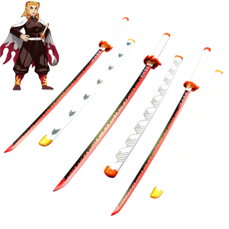 41in/104cm Demon Slayer Katana Anime Ninja Sword Demon Slayer Cosplay Prop Knife Real Size Samurai Sabre Japonesa Katana Sword