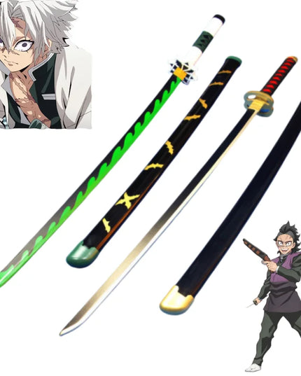 41in/104cm Demon Slayer Katana Anime Ninja Sword Demon Slayer Cosplay Prop Knife Real Size Samurai Sabre Japonesa Katana Sword