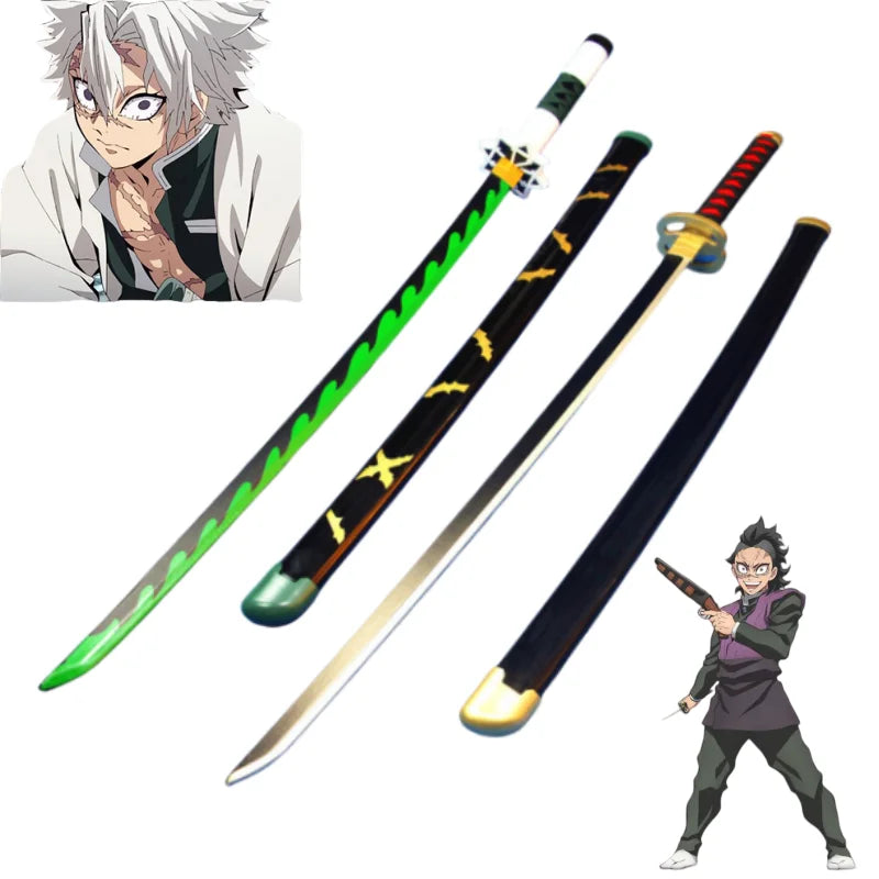 41in/104cm Demon Slayer Katana Anime Ninja Sword Demon Slayer Cosplay Prop Knife Real Size Samurai Sabre Japonesa Katana Sword