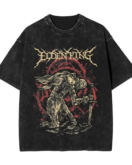 R-Rings Radahn E-Eldening Washed T Shirts Streetwear Hip Hop Casual T-Shirt Tees for Men and Women Short Sleeve Harajuku Graphic