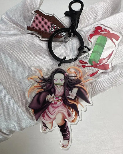 Hot Anime Demon Slayer Keychain Kamado Tanjirou Tomioka Giyuu Rengoku Kyoujurou Cosplay Acrylic Key Chains Fans Gift
