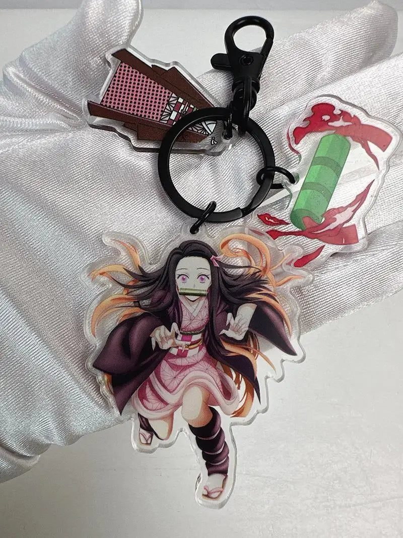 Hot Anime Demon Slayer Keychain Kamado Tanjirou Tomioka Giyuu Rengoku Kyoujurou Cosplay Acrylic Key Chains Fans Gift