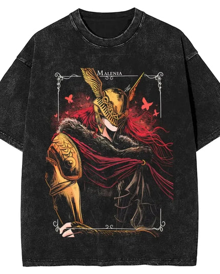 Women Men Malenia Blade of Miquella Washed T Shirt Summer Maidenless Tarnished Classic Simple Harajuku T Shirt New Arrival
