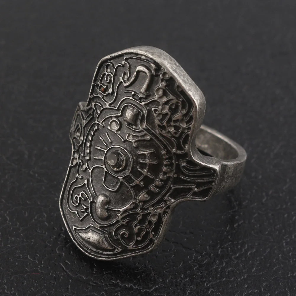 Game Dark Souls Ring Black Red Sapphire Vintage Style Ring Adjustable Metal Rings For Women Men Cosplay Jewelry Accessories Gift