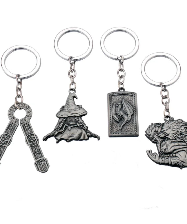 Game Vintage Elden ring Master Talisman Pendant Keychain for Men Boy Silver Color Metal Key Ring Fans Car Bag Decor Jewelry Gift