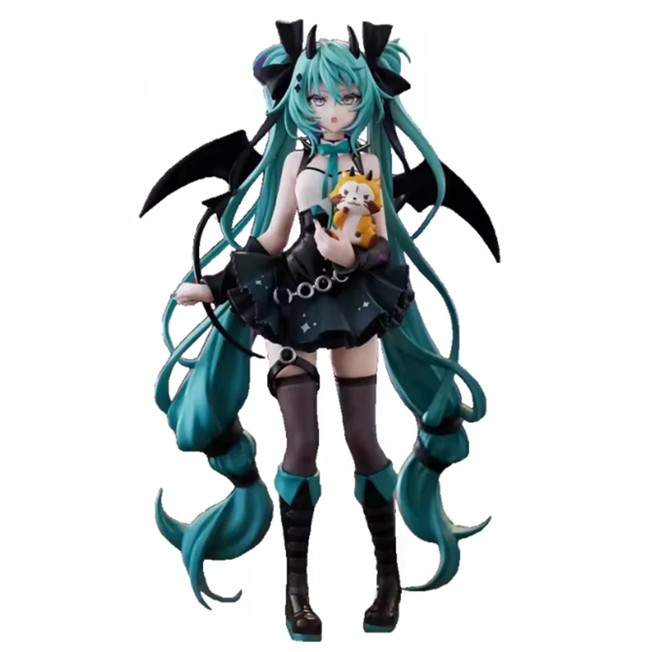 Anime Little Devil Hatsune Miku Handmade Little Raccoon Chuyin Dark Angel Handmade PVC Model Animation Peripheral Ornaments