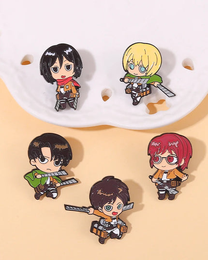 Attack on Titan Enamel Pins Cartoon Badge Metal Anime Custom Bag Lapel Pin Backpack Jewelry Kids Fans Gift Friends Wholesale