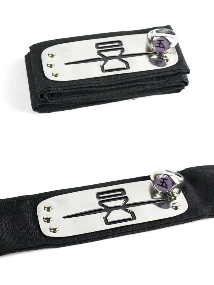 Anime Akatsuki Headband Sasori Uchiha Itachi Ring Sets Cosplay Costumes Props Pain Orochimaru Ninja Accessories