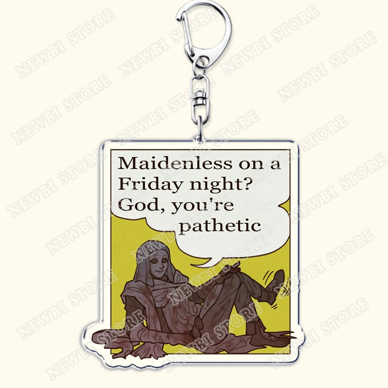 Video Game Dark Souls Keychains for Women Accessories Bag Bloodborne Malenia Melina Keyrings Jewelry Fans Gaming Friends Gift