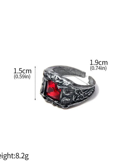 Game Dark Souls Ring Black Red Sapphire Vintage Style Ring Adjustable Metal Rings For Women Men Cosplay Jewelry Accessories Gift