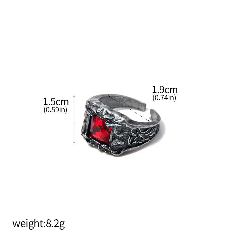 Game Dark Souls Ring Black Red Sapphire Vintage Style Ring Adjustable Metal Rings For Women Men Cosplay Jewelry Accessories Gift