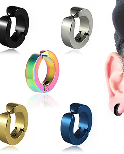 2pcs Anime Chainsaw Man Yoshida Hirofumi Cosplay Ear Clip Earrings Women Men Punk Black No Pierced Fake Ear Circle Pop Jewelry