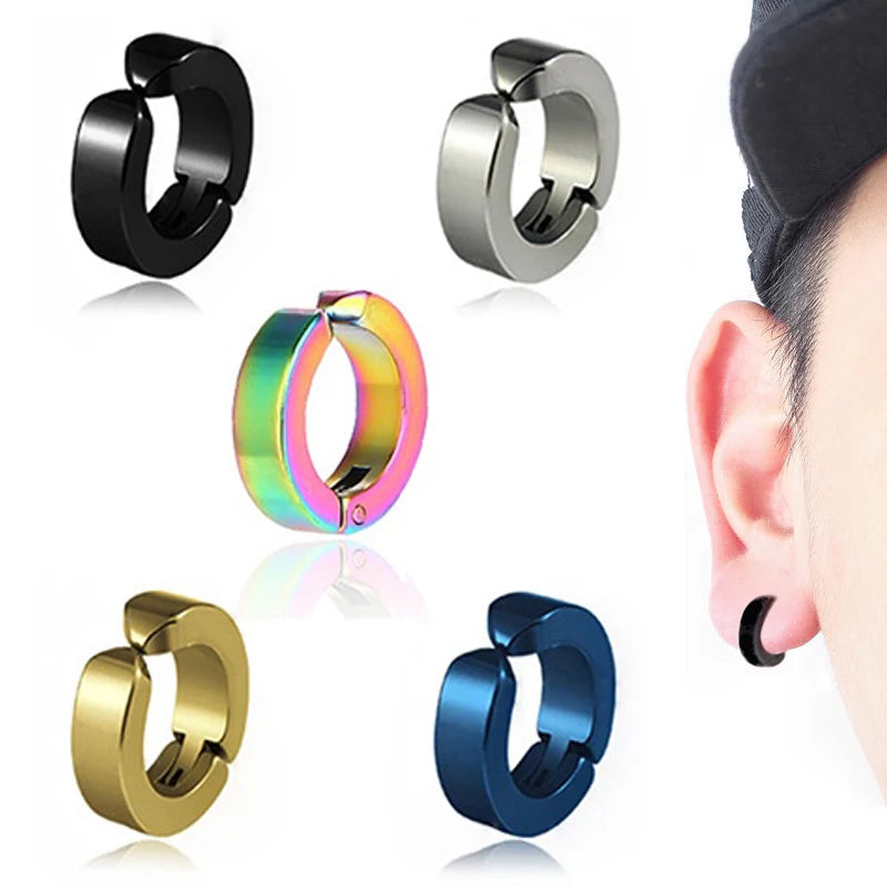 2pcs Anime Chainsaw Man Yoshida Hirofumi Cosplay Ear Clip Earrings Women Men Punk Black No Pierced Fake Ear Circle Pop Jewelry