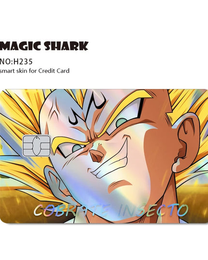 Magic Shark Goku Vegeta Cool Shinny Holographic Laser Credit Debit Card Sticker Film Front Skin Cover
