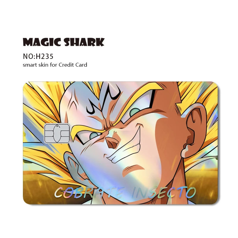 Magic Shark Goku Vegeta Cool Shinny Holographic Laser Credit Debit Card Sticker Film Front Skin Cover
