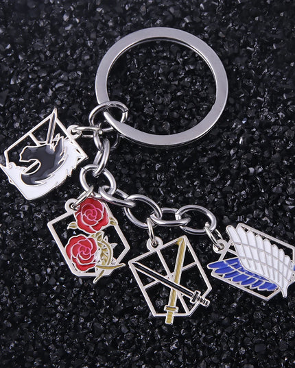 Anime Attack On Titan Keychain Shingeki no Kyojin Scouting Legion Emblem Pendant Key Chain for Women Men Cosplay Jewelry Gift