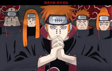 Anime Akatsuki Headband Sasori Uchiha Itachi Ring Sets Cosplay Costumes Props Pain Orochimaru Ninja Accessories
