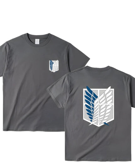 Attack on Titan T-shirt Wings of Freedom Short Sleeve Ackerman Mikasa Eren Jaeger Men Cotton Tops Summer Oversized O-Neck Tee