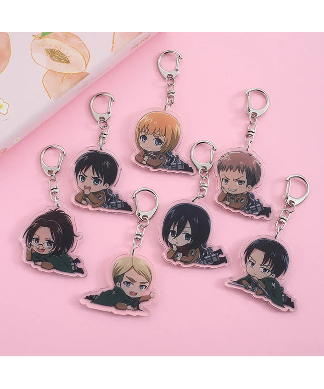 Attack On Titan Acrylic Keychain Cartoon Character Ornament Key Bag Pendant Clothing Accessories