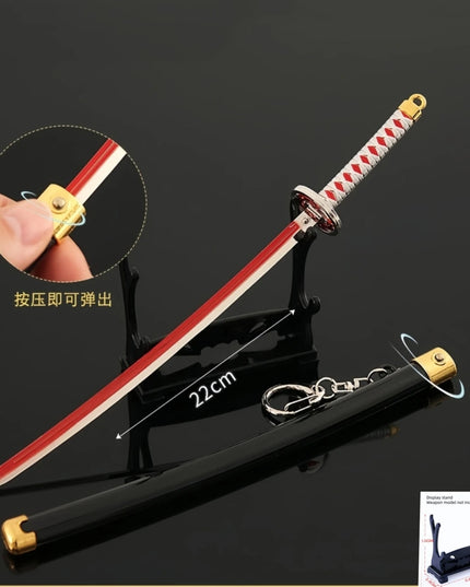 Demon Slayer Peripherals Tanjiro, Agatsuma Zenitsu Katana Full Metal Weapons Bounce Jump Knife Crafts Toy Sword Model Ornaments