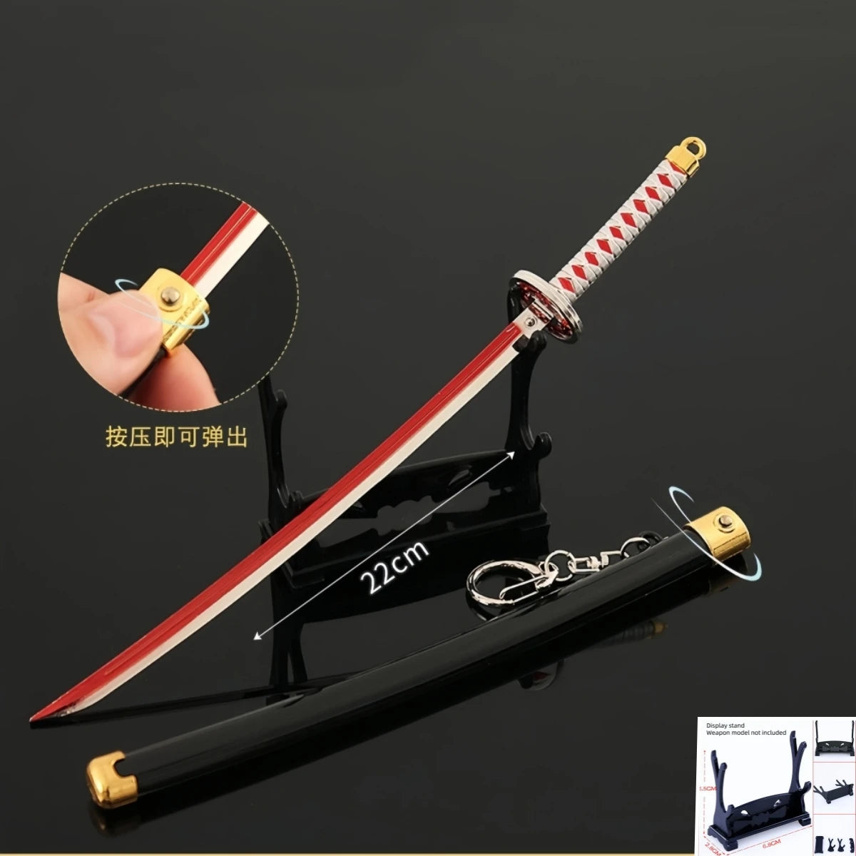 Demon Slayer Peripherals Tanjiro, Agatsuma Zenitsu Katana Full Metal Weapons Bounce Jump Knife Crafts Toy Sword Model Ornaments