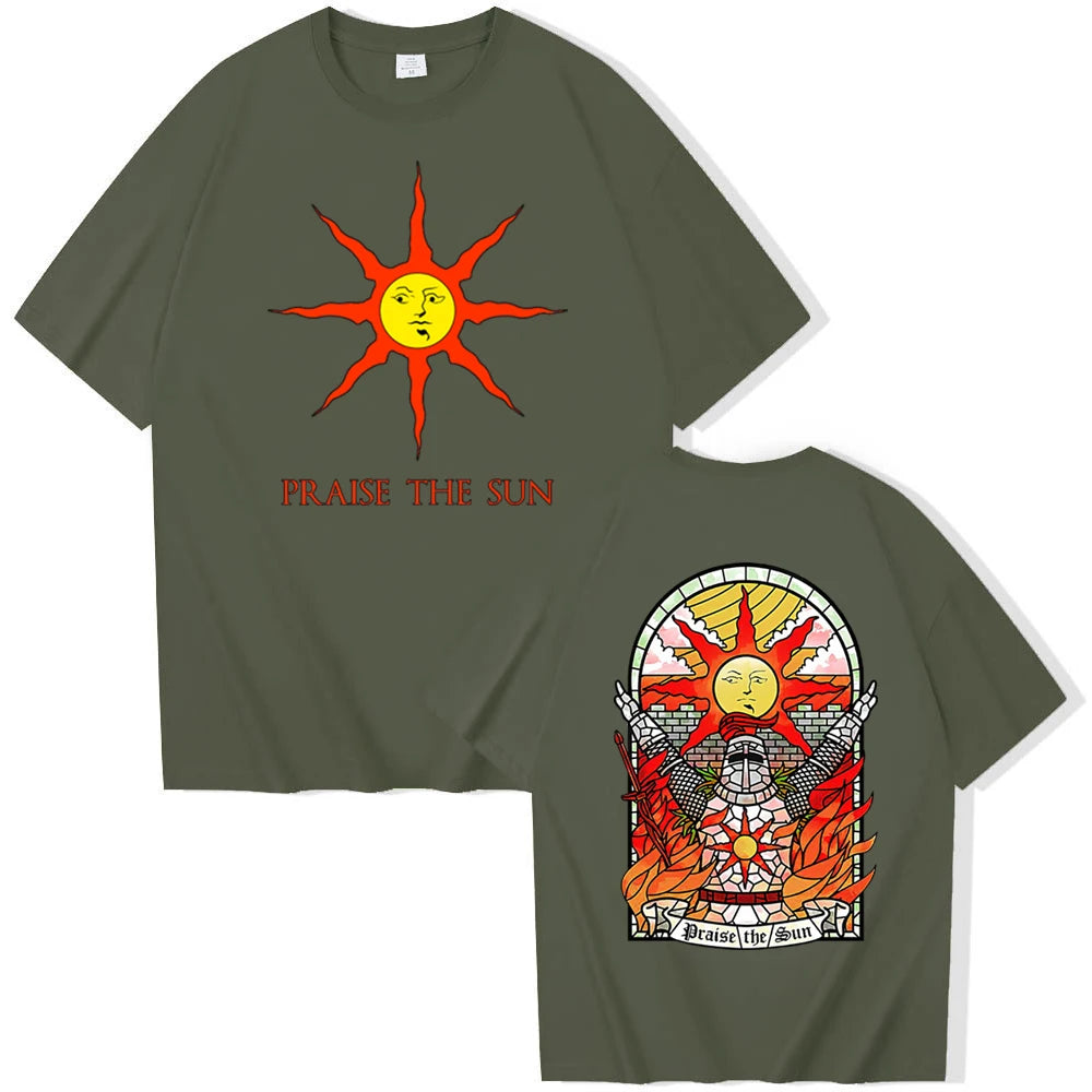 Dark Souls Praise The Sun T-shirt Man Women Harajuku O-neck Summer Casual Shirt