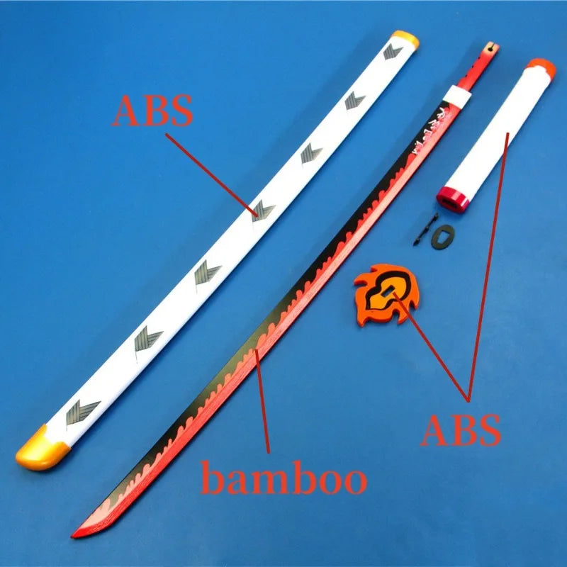 41in/104cm Demon Slayer Katana Anime Ninja Sword Demon Slayer Cosplay Prop Knife Real Size Samurai Sabre Japonesa Katana Sword