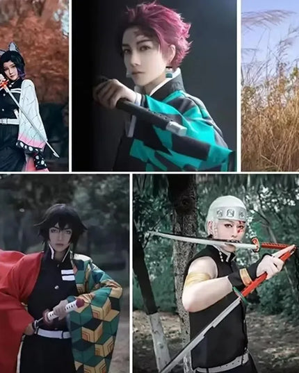 41in/104cm Demon Slayer Katana Anime Ninja Sword Demon Slayer Cosplay Prop Knife Real Size Samurai Sabre Japonesa Katana Sword