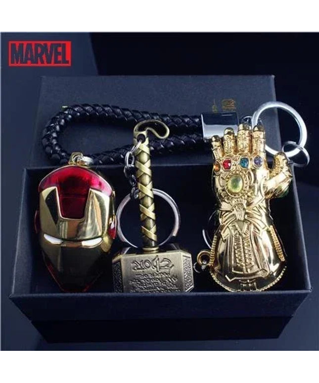 Marvel The Avengers Thanos Glove Keychain Men's Metal Battle Ax Thor's Hammer Shield Pendant Car Keychain creative holiday gift