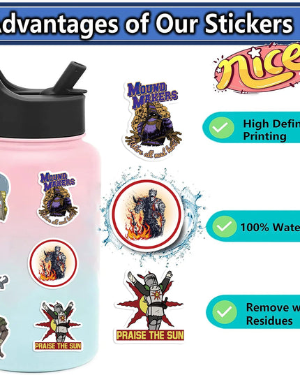 50Pcs Dark Souls Stickers Pack, Cool Game Vinyl Waterproof Decals for Water Bottle,Skateboard,Laptop,Phone,Scrapbooking