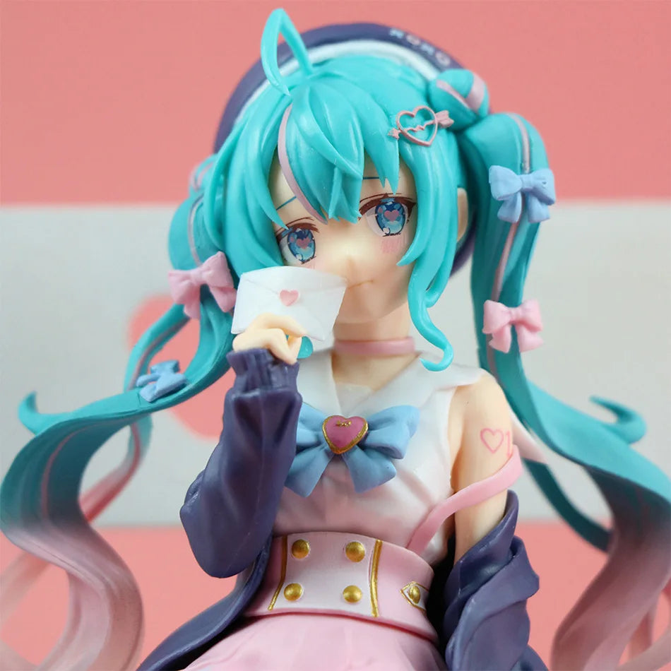 Nieuwe Hatsune Miku Anime figuur Roze sakura zitpositie PVC Actiefiguur model speelgoed decoratie verzamelen geschenken