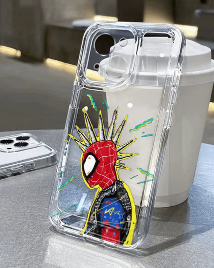 Marvel Spider Man Oil Painting Soft Phone Case For iPhone 16 15 13 Pro Max 13 12 11 Pro X XR XS MAX 14 Plus Y2k Anti Fall Cases
