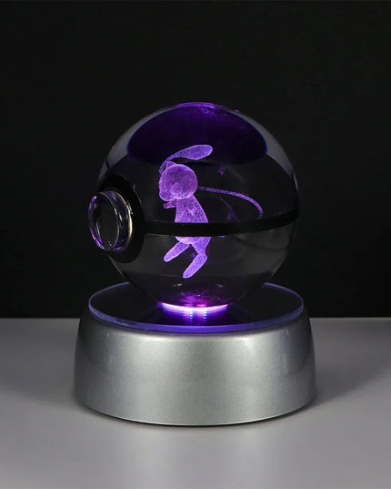 Pokemon Crystal Ball Pikachu Gengar Eevee Mewtwo Lacario Anime Game Pokeball Led Night Light Base Kids Birthday Gift Home Decor